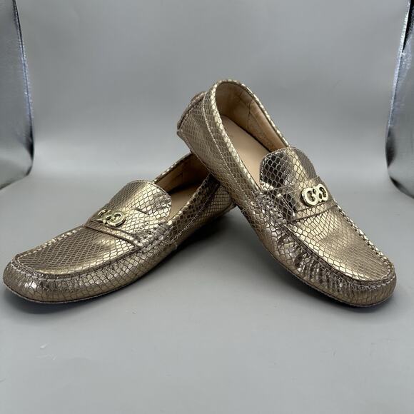 COLE HAAN Classic Women's 7 B Gold Metallic Leather Driving Shoes Loafers D42902 - Picture 1 of 11